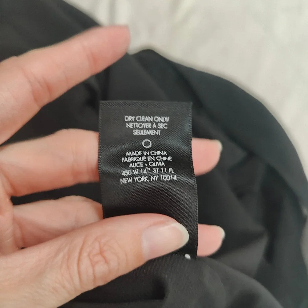 Alice + Olivia Gwenie Halter Dress Women Small Black Silk Ruffle Sleeveless Mini - Picture 11 of 13